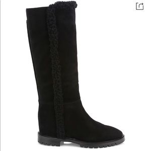 Aquatalia Cheyenne Shearling Trimmed Suede Boots